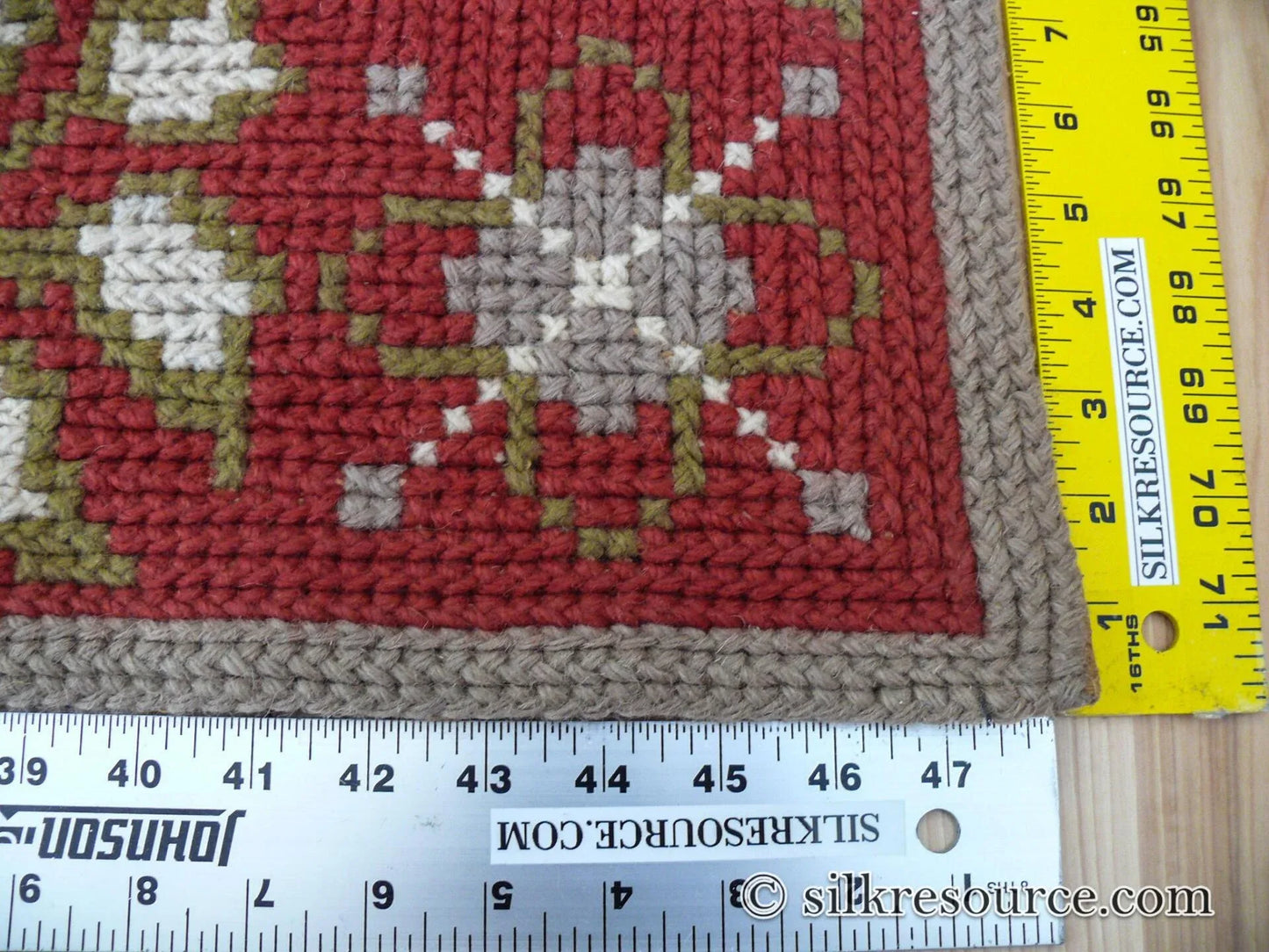 Stark Hodos Indian Red Rug 100% Wool Flat Weave Red Beige/Cream Bronze Rose Tulip Lily Floral MSRP 1800