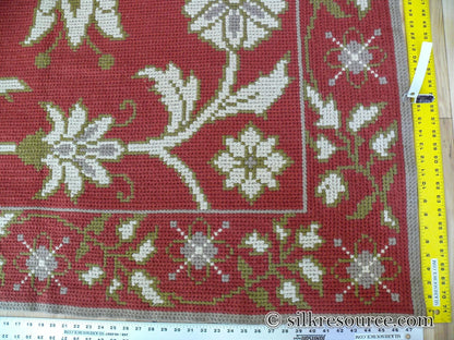 Stark Hodos Indian Red Rug 100% Wool Flat Weave Red Beige/Cream Bronze Rose Tulip Lily Floral MSRP 1800