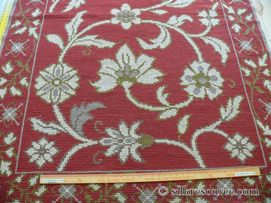 Stark Hodos Indian Red Rug 100% Wool Flat Weave Red Beige/Cream Bronze Rose Tulip Lily Floral MSRP 1800