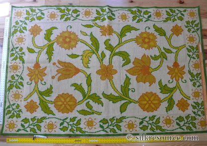 Goldenrod 7'3"x4'10" Rug, Orange Gold Green Tulips, Sunflowers - MSRP 1400