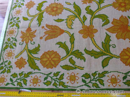 Goldenrod 7'3"x4'10" Rug, Orange Gold Green Tulips, Sunflowers - MSRP 1400