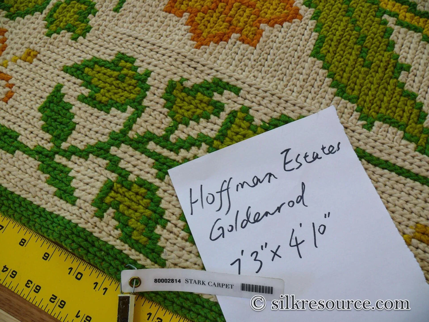 Goldenrod 7'3"x4'10" Rug, Orange Gold Green Tulips, Sunflowers - MSRP 1400