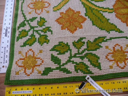 Goldenrod 7'3"x4'10" Rug, Orange Gold Green Tulips, Sunflowers - MSRP 1400