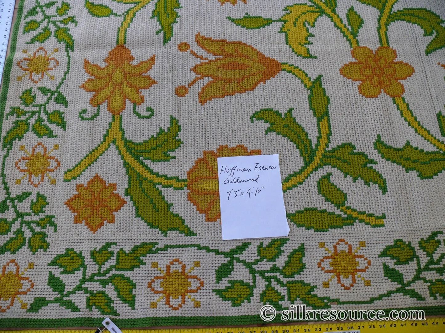 Goldenrod 7'3"x4'10" Rug, Orange Gold Green Tulips, Sunflowers - MSRP 1400