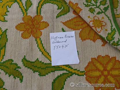 Goldenrod 7'3"x4'10" Rug, Orange Gold Green Tulips, Sunflowers - MSRP 1400