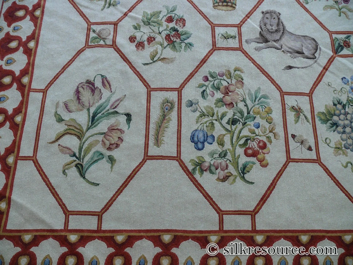 Stark BARENTU SILVER  Diamond Barratta Collection Leopard Deer Bird Flora Zoology 100% Wool 5x9' MSRP USD2300