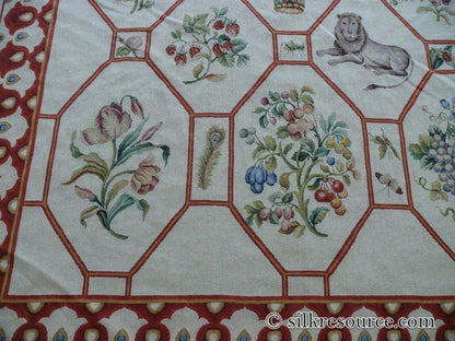 Stark BARENTU SILVER  Diamond Barratta Collection Leopard Deer Bird Flora Zoology 100% Wool 5x9' MSRP USD2300