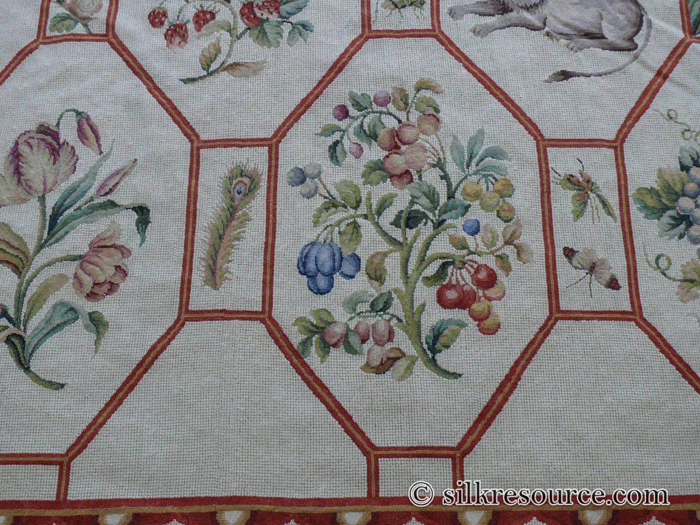 Stark BARENTU SILVER  Diamond Barratta Collection Leopard Deer Bird Flora Zoology 100% Wool 5x9' MSRP USD2300