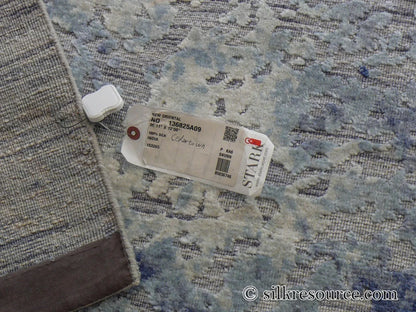 Stark Cedartown Light Slate Grey Modern Blue Grey Rug Medallion Hand Knotted - 100% Silk - 9x12' MSRP USD16250