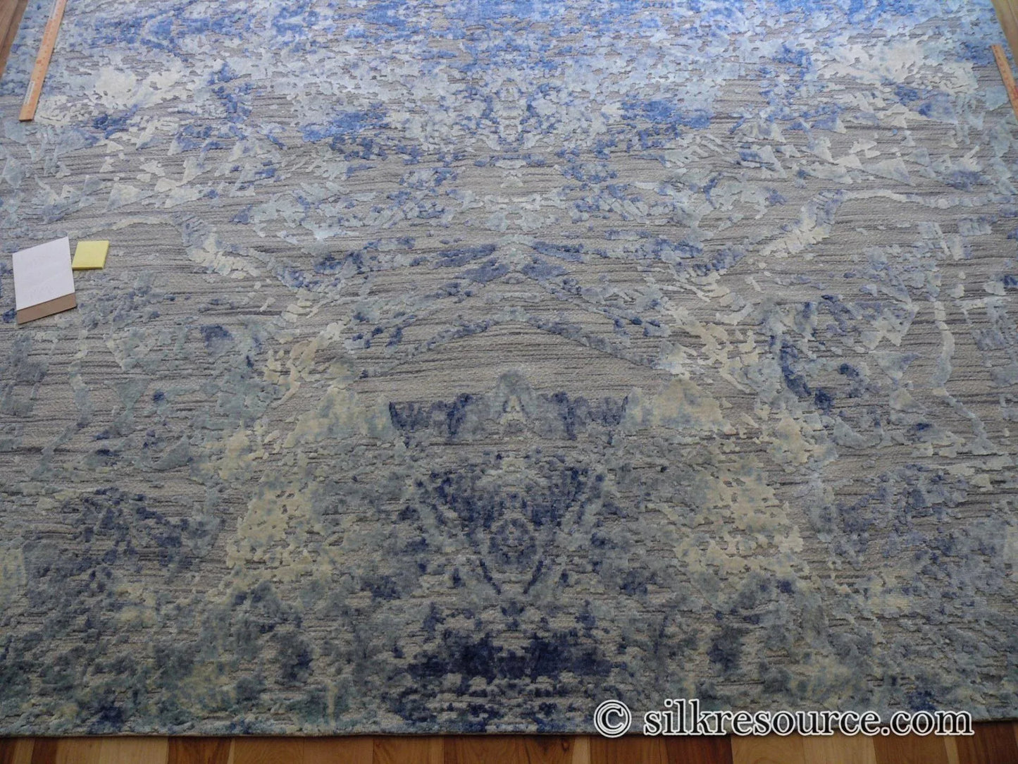 Stark Cedartown Light Slate Grey Modern Blue Grey Rug Medallion Hand Knotted - 100% Silk - 9x12' MSRP USD16250