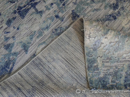 Stark Cedartown Light Slate Grey Modern Blue Grey Rug Medallion Hand Knotted - 100% Silk - 9x12' MSRP USD16250