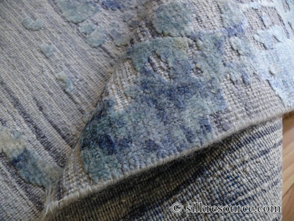 Stark Cedartown Light Slate Grey Modern Blue Grey Rug Medallion Hand Knotted - 100% Silk - 9x12' MSRP USD16250