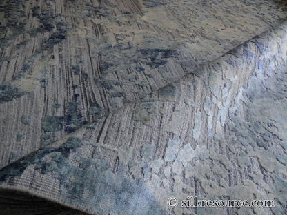 Stark Cedartown Light Slate Grey Modern Blue Grey Rug Medallion Hand Knotted - 100% Silk - 9x12' MSRP USD16250