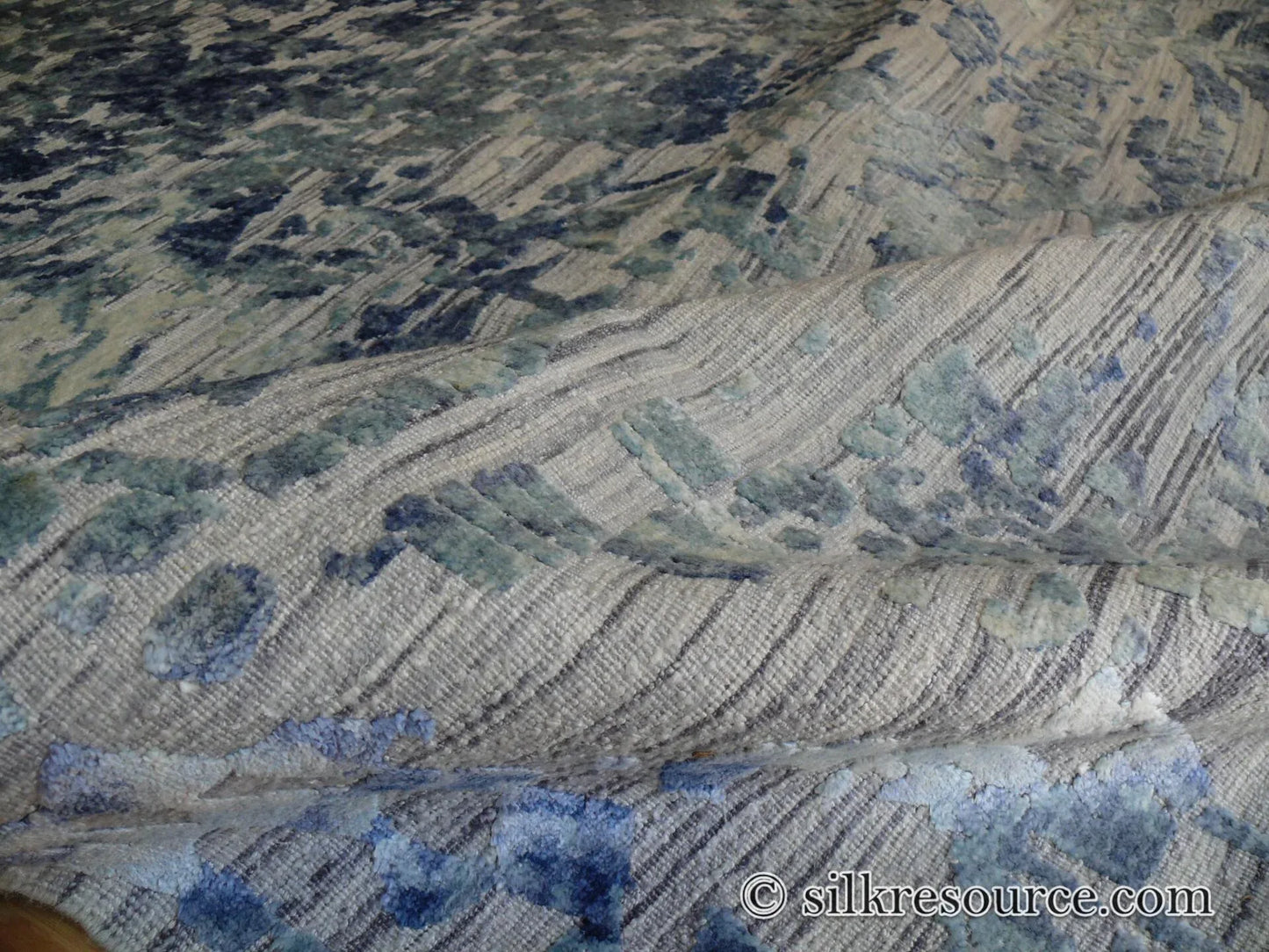 Stark Cedartown Light Slate Grey Modern Blue Grey Rug Medallion Hand Knotted - 100% Silk - 9x12' MSRP USD16250