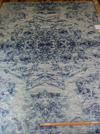 Stark Cedartown Light Slate Grey Modern Blue Grey Rug Medallion Hand Knotted - 100% Silk - 9x12' MSRP USD16250