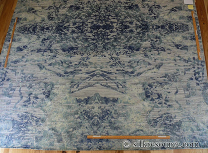 Stark Cedartown Light Slate Grey Modern Blue Grey Rug Medallion Hand Knotted - 100% Silk - 9x12' MSRP USD16250