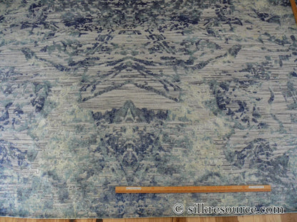 Stark Cedartown Light Slate Grey Modern Blue Grey Rug Medallion Hand Knotted - 100% Silk - 9x12' MSRP USD16250