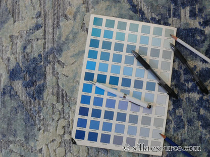 Stark Cedartown Light Slate Grey Modern Blue Grey Rug Medallion Hand Knotted - 100% Silk - 9x12' MSRP USD16250