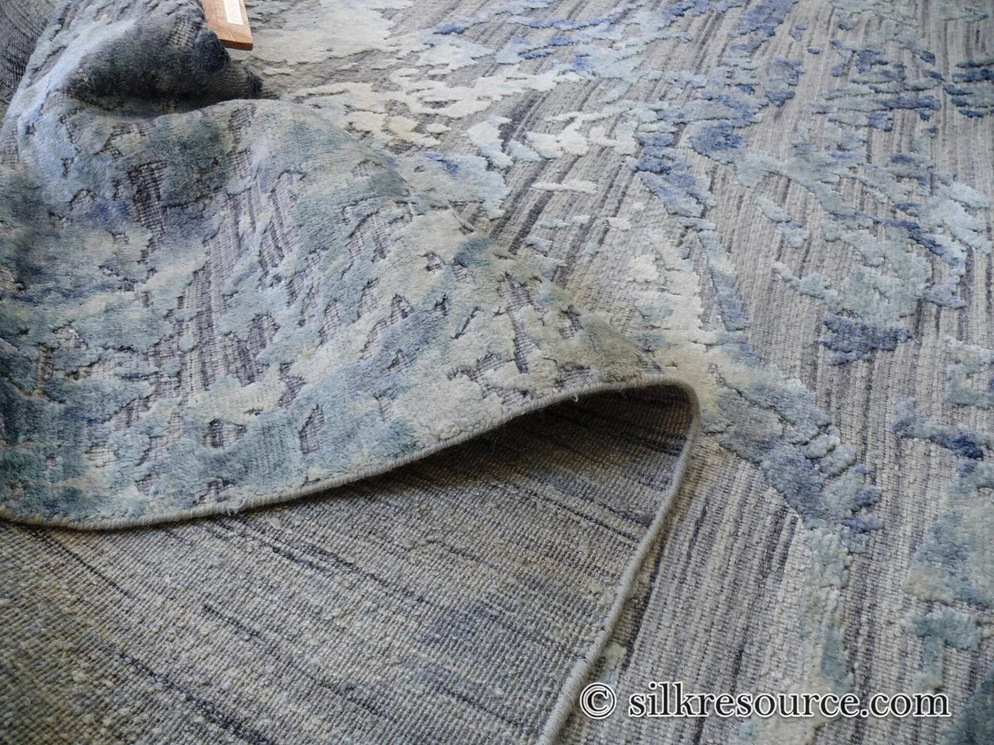 Stark Cedartown Light Slate Grey Modern Blue Grey Rug Medallion Hand Knotted - 100% Silk - 9x12' MSRP USD16250