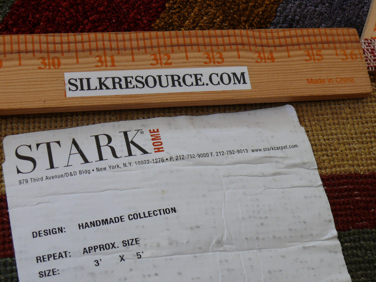 Stark Elfers Maroon Stripe 100% Silk Rug 4x6' Red Gold Black Stripe MSRP $2400