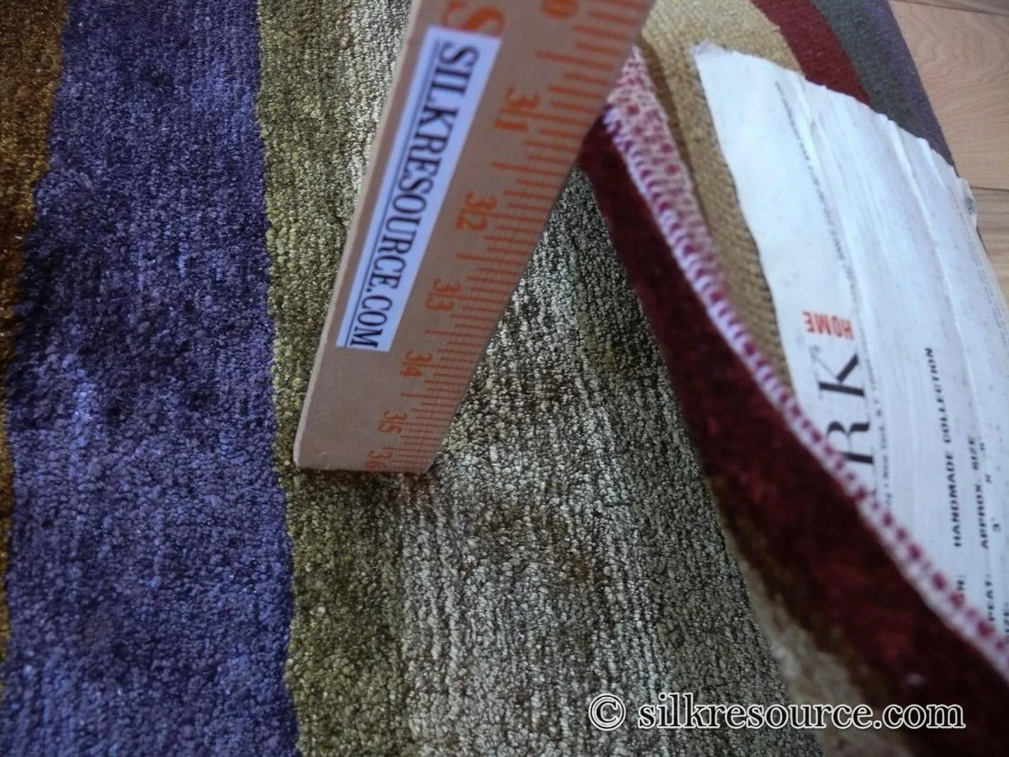 Stark Elfers Maroon Stripe 100% Silk Rug 4x6' Red Gold Black Stripe MSRP $2400