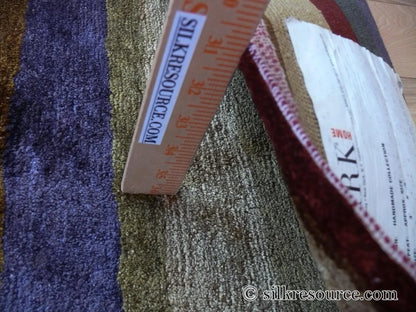 Stark Elfers Maroon Stripe 100% Silk Rug 4x6' Red Gold Black Stripe MSRP $2400