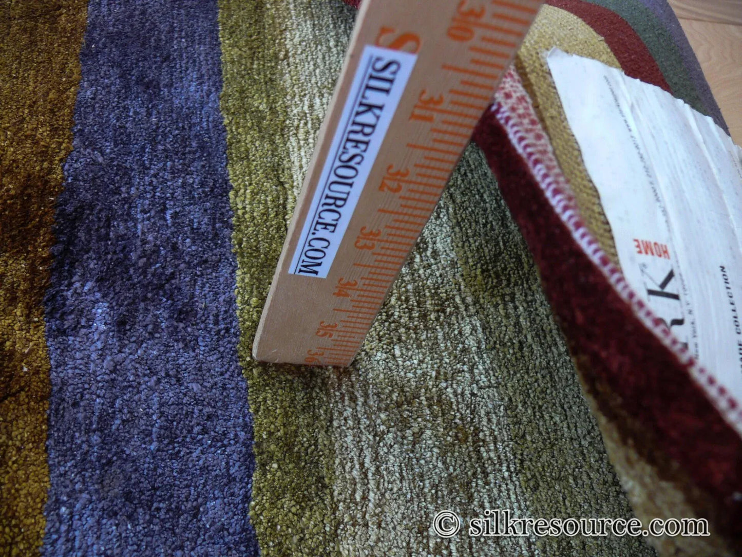 Stark Elfers Maroon Stripe 100% Silk Rug 4x6' Red Gold Black Stripe MSRP $2400