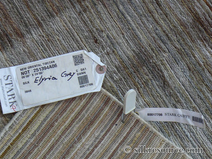 Stark Elyria Grey Silk Hand Knotted Rug Modern Serenity 6x9' MSRP USD 11050