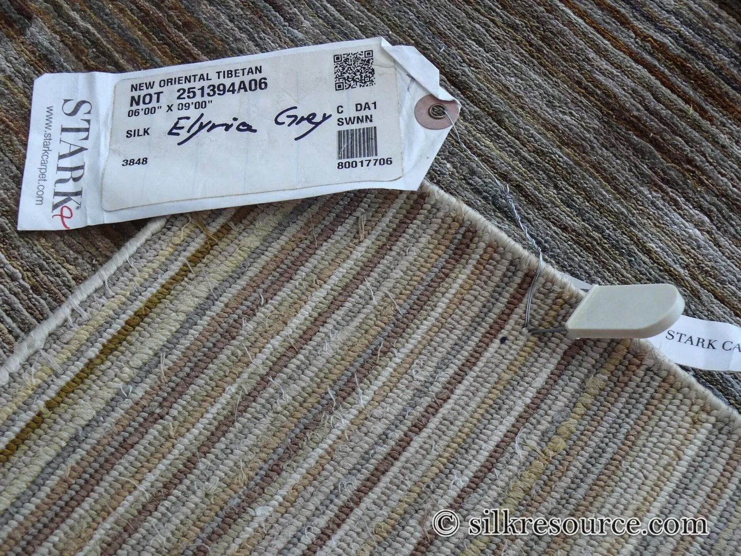 Stark Elyria Grey Silk Hand Knotted Rug Modern Serenity 6x9' MSRP USD 11050
