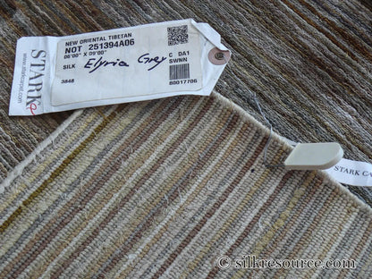 Stark Elyria Grey Silk Hand Knotted Rug Modern Serenity 6x9' MSRP USD 11050