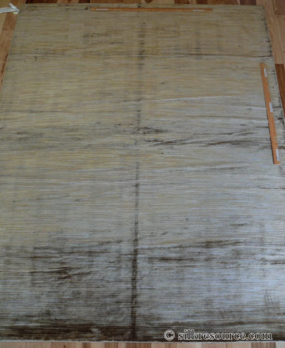 Stark Elyria Grey Silk Hand Knotted Rug Modern Serenity 6x9' MSRP USD 11050