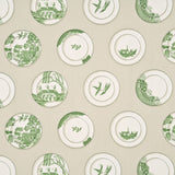 Kravet Lee Jofa Porcelain Green White Cream Willow Plates 100% Cotton Toile Chinoiserie Bird Boat Bridge