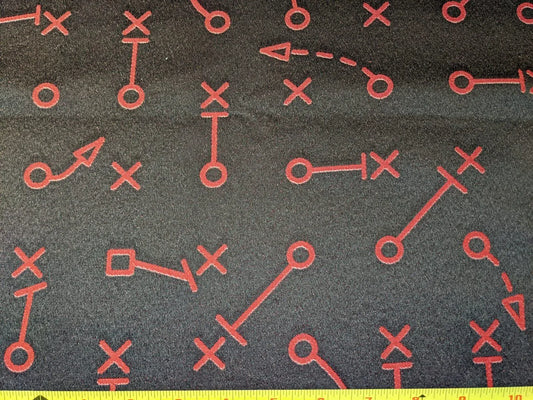 5.75+2.25y= 8y Designer Whimsical Doodle Brocade Modern Symbols Black &amp; Red Upholstery Mid Century