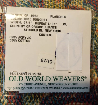 57 Ev11 Scalamandre Showroom Sample Square Flanders Banquet Floral Tapestry Pink Blue Tan #2