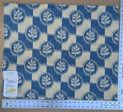 63 Ev11 Scalamandre Showroom Sample 21"x25" Ikab Blue Foliage Check Cotton MSRP USD 249/Y