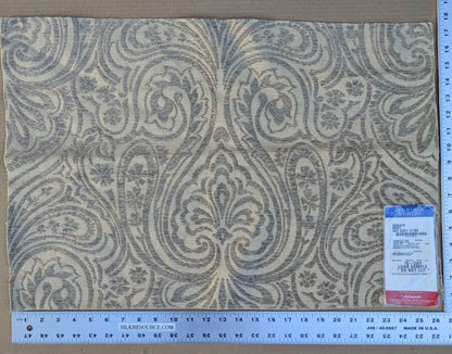 65 Ev11 Scalamandre Showroom Sample 17"x26" Rodinia Mist Tan Organic Cotton Classic Damask Chenille Old World Weavers MSRP USD 168