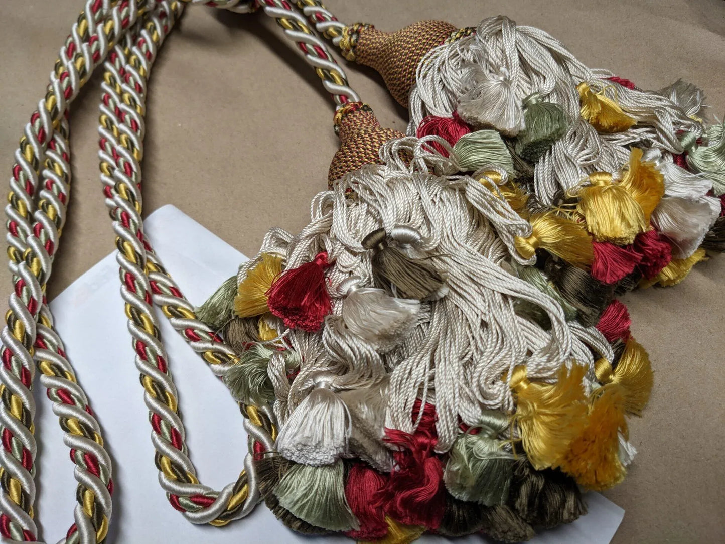 Scalamandre Lyon 100% Silk Tieback Red Yellow Brown Coral