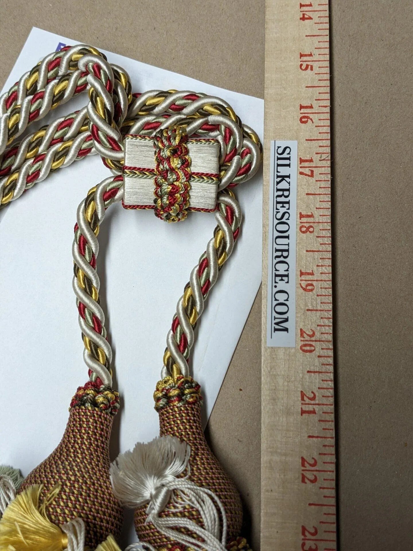 Scalamandre Lyon 100% Silk Tieback Red Yellow Brown Coral