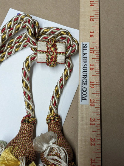 Scalamandre Lyon 100% Silk Tieback Red Yellow Brown Coral