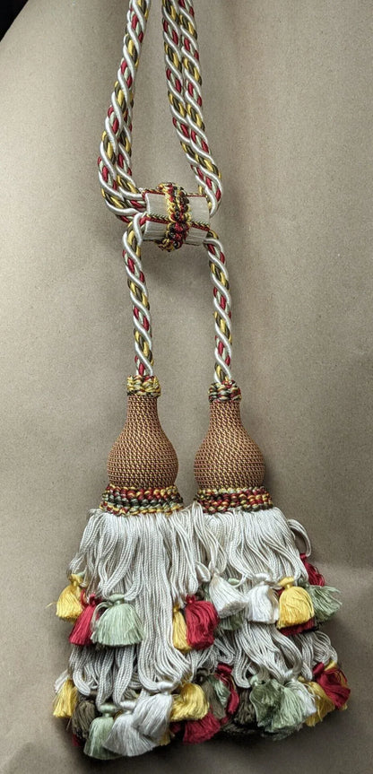 Scalamandre Lyon 100% Silk Tieback Red Yellow Brown Coral