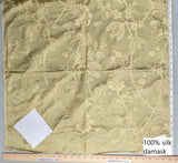 by yard 100% Silk Damask Lace Curvy Botanical Flower Vines Art Neuveu Willow Yellow Gold
