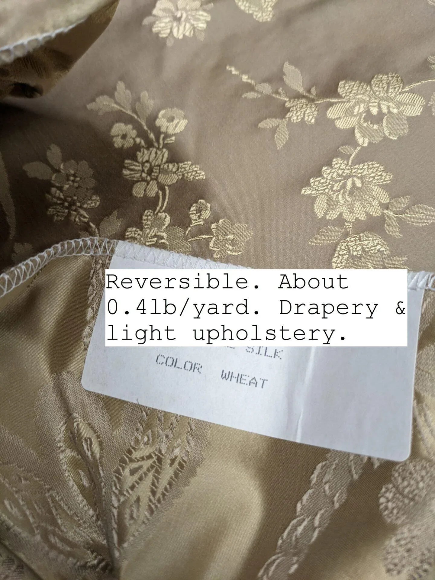 100% Silk Damask Lace Curvy Botanical Flower Vines Art Neuveu Wheat Beige Gold bty