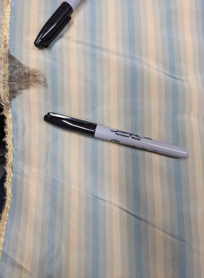 1y Scalamandre "domenico Stripe" 100% Silk Taffeta Blue Minor Defect