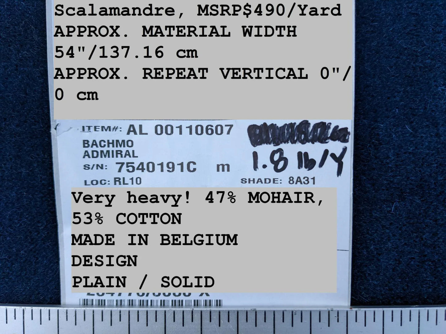 Scalamandre Bachmo Admiral Deep Navy Blue Mohair Velvet Lush! MSRP USD 490/Y