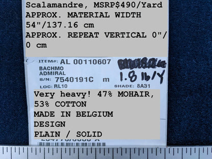 Scalamandre Bachmo Admiral Deep Navy Blue Mohair Velvet Lush! MSRP USD 490/Y