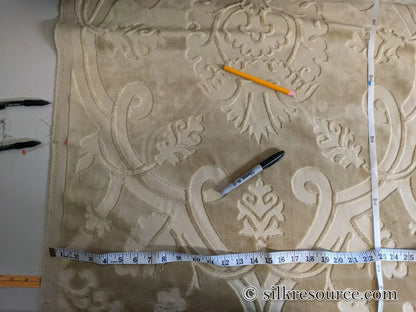 11y Scalamandre Velours Fonthill Savoie Beige Cut Velvet 100% Cotton Old World Weavers MSRP USD 304/Y Defects