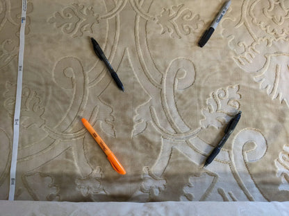 11y Scalamandre Velours Fonthill Savoie Beige Cut Velvet 100% Cotton Old World Weavers MSRP USD 304/Y Defects