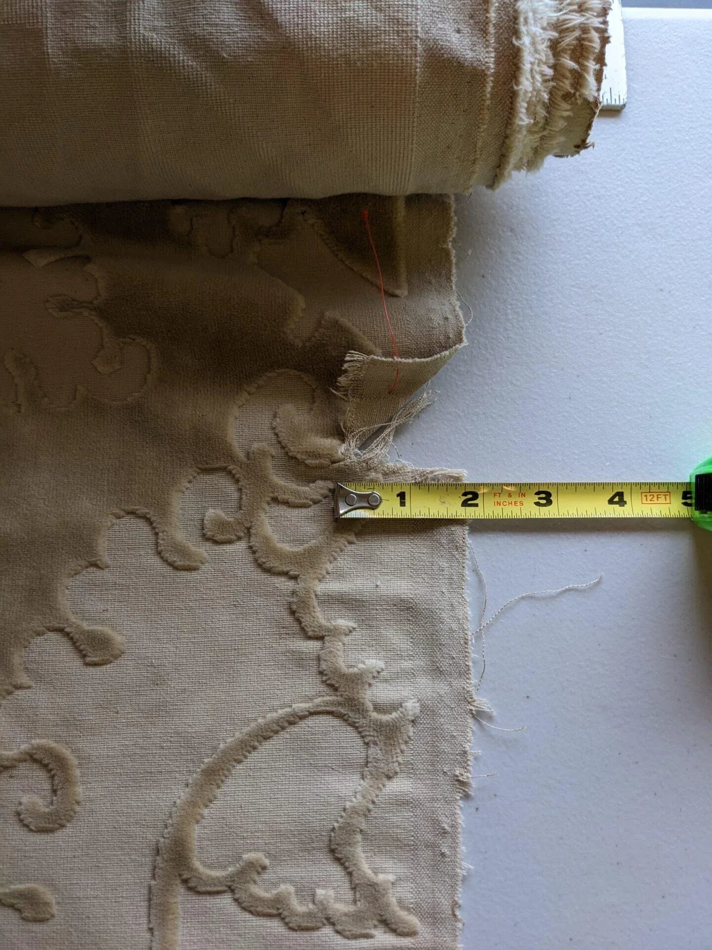 11y Scalamandre Velours Fonthill Savoie Beige Cut Velvet 100% Cotton Old World Weavers MSRP USD 304/Y Defects