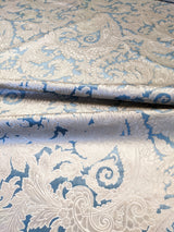 Scalamandre Palermo Velvet Paisley Beryl Blue Printed Velvet Botanical Foliage