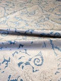 Scalamandre Palermo Velvet Paisley Beryl Blue Printed Velvet Botanical Foliage